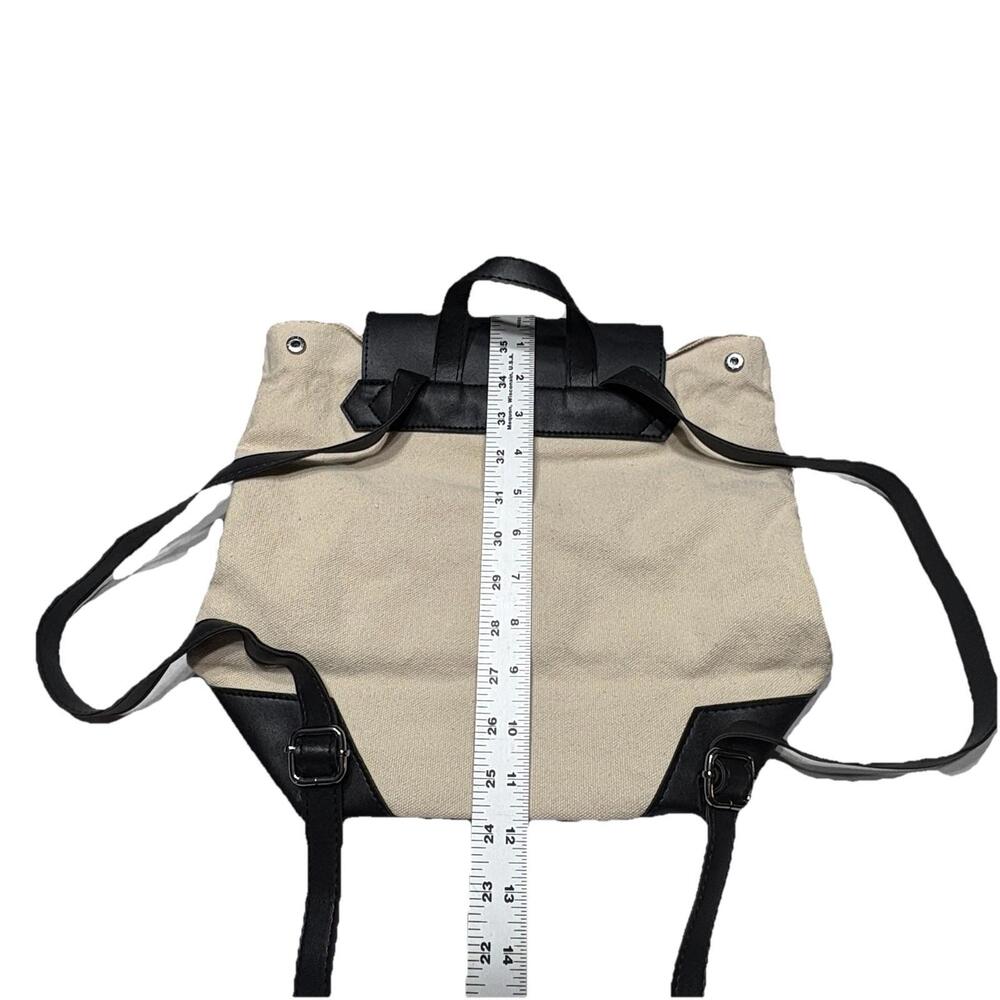 Deux Lux Anthropologie Canvas Vegan Leather Trim Backpack Strap Bag Lightweight - Picture 4 of 12